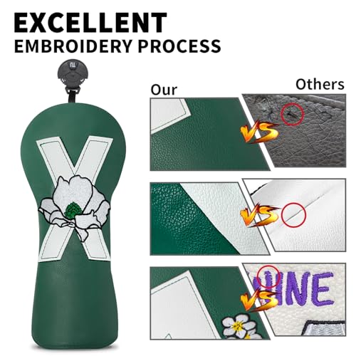 Golf Headcovers Golf Club Head Covers Advanced Embroidery Cherry Blossom Leather Driver Fairway(FW) Wood Hybrid(UT) with Number Tags Protects Against Scratches and Damage - image 2