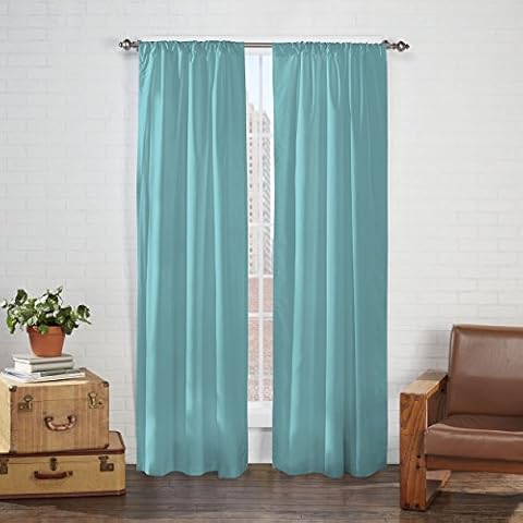 Eclipse Cadenza Microfiber Rod Pocket Panel Pair, Light Filtering Window Curtains, 84 in long x 40 in wide, (2 Panels), Aegean Cover
