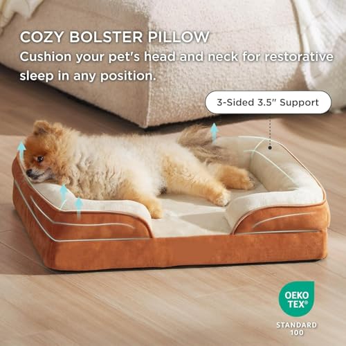 Image of Cutepups Orthopedic Dog Bed Comfortable Dog Mattress for Sleeping, Washable pet Bed for Dogs (Brown /Cream, XL)