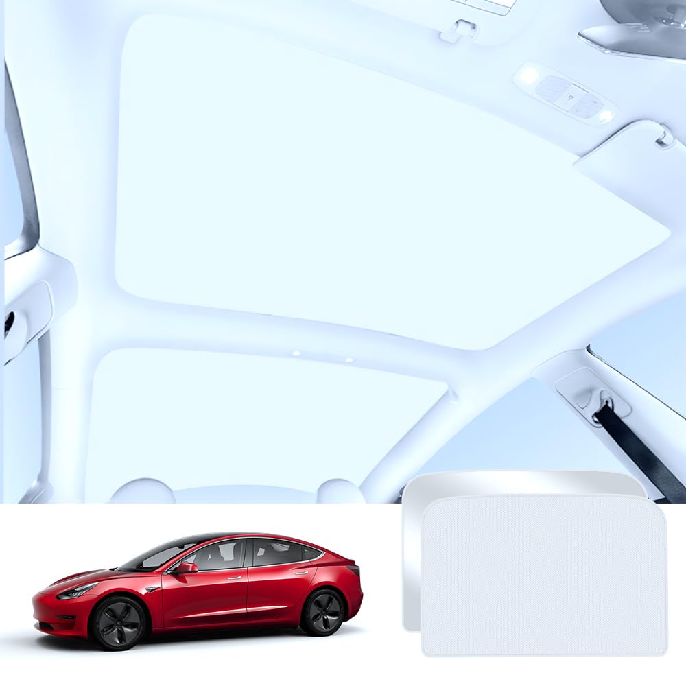 Photo 1 of MIRAIDON 2 in 1 Glass Roof Sunshade for Model 3, Non-Sag Foldable Sunroof Sun Shade UV Reflector for 2023 Tesla Model 3(Original Car Color) Model 3-2023