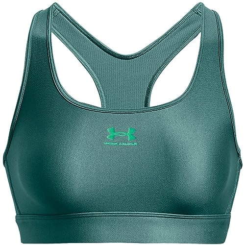 Image of Under Armour Womens HeatGear Mid Padless Sports Bra Green S