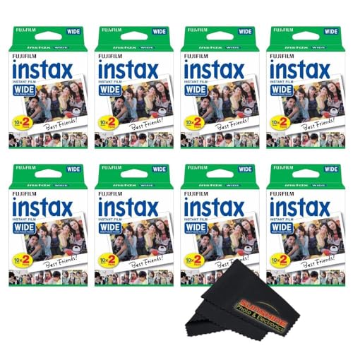 Fujifilm Instax Wide Instant Film Twin Pack with Sunshine Photo Microfiber Cloth... (8 Pack-160 Exposures)