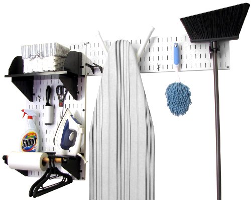Wall Control Laundry Room Organizer Wall Mounted Laundry Room Storage and Organization Standard Kit White Wall Panels and Black Accessories - Thumbnail 4