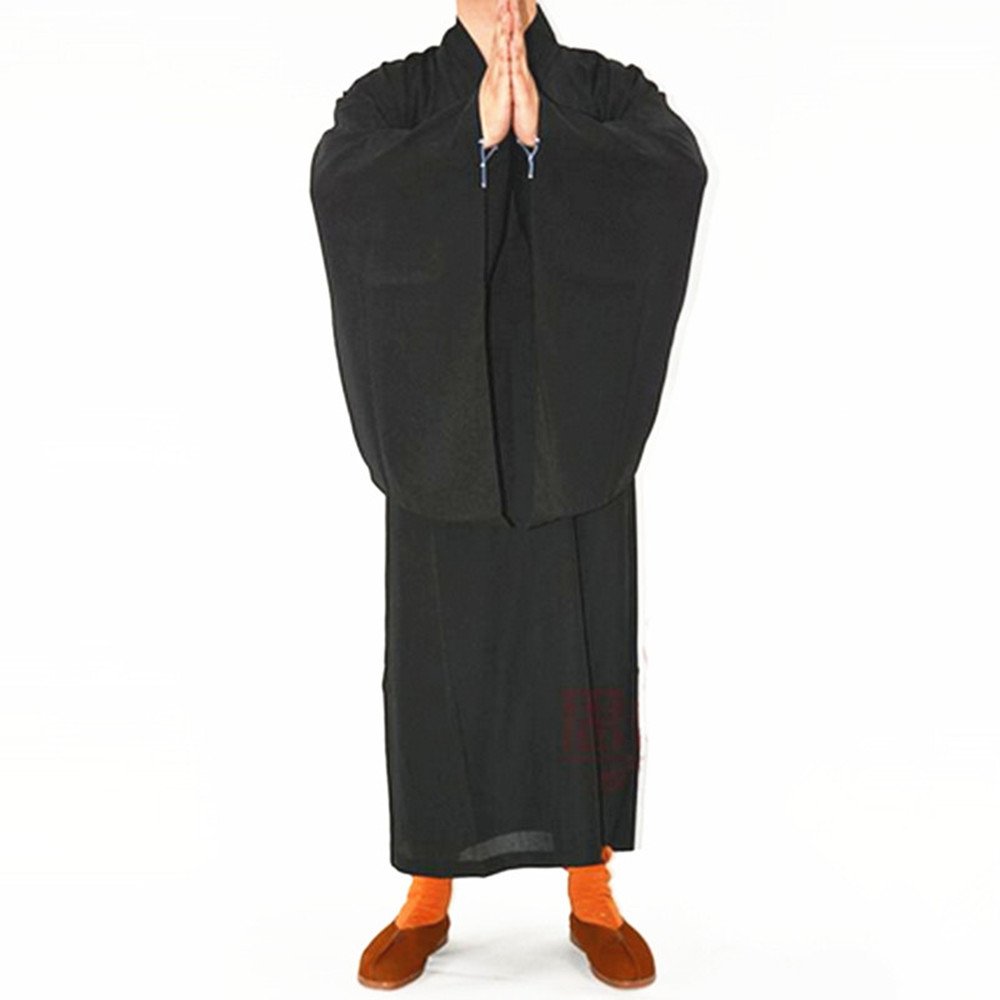 DOREKIN Buddhist Shaolin Monk Kung fu Robe Meditation Long Gown Suit Black XXL