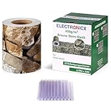 Electronicx PVC Sichtschutzstreifen Braune Steinoptik | Sichtschutz Zaunfolie Doppelstabmatten | 35m x 19 cm | 450g/m² | UV-beständig, Blickdicht, inkl. 20 Befestigungsclips