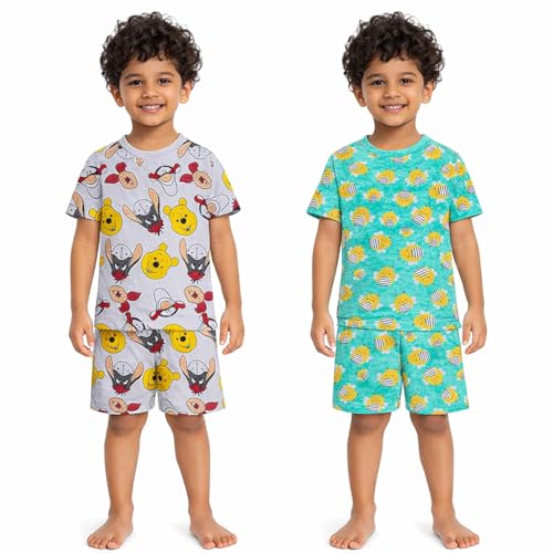 Image of NammaBaby Boy's Cotton Printed Premium Half Sleeves T-Shirt and Shorts Top and Bottom Set /Tshirt-Shorts with Pocket Combo of 2