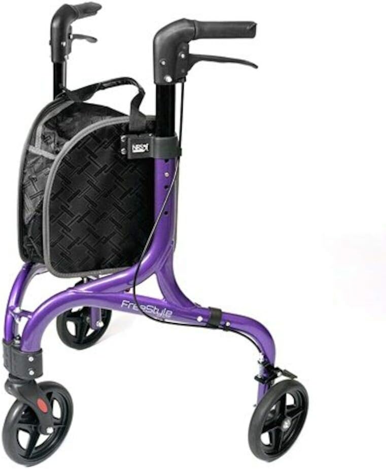 – NRS Healthcare Freestyle 3 Wheeled Rollator, Ultra Lightweight 5 kg (11lb) - P64077, Purple, Medium