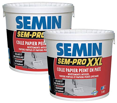 Colle Papiers Peints en Pâte Semin Sem-Pro XXL, Prêt à l'Emploi, Seau de 5 kg (Lot de 2)