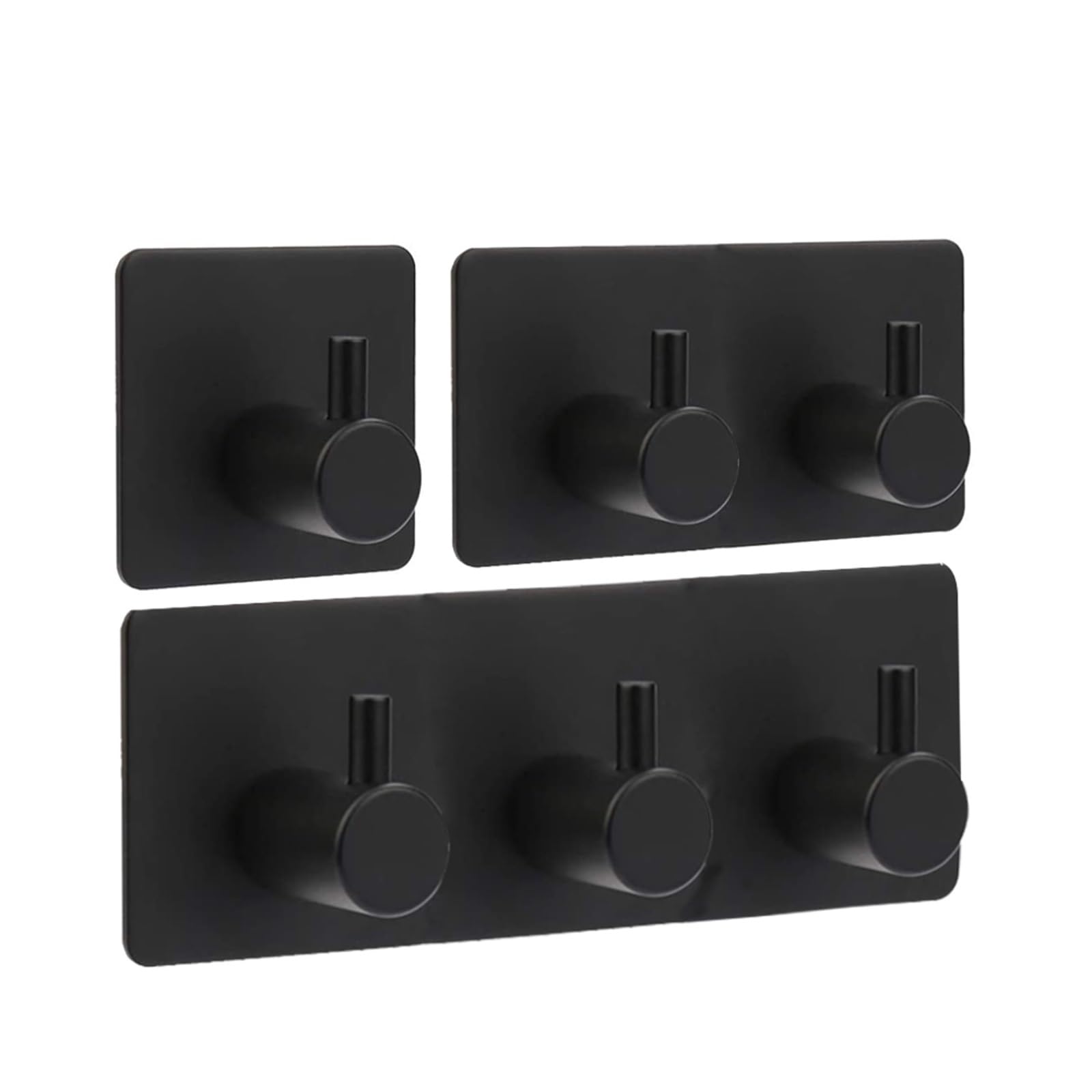 Dhetye 3 Coat Rack Wall Hooks Coat Rack,Wall Hooks,Black L-Shape Waterproof Adhesive Hanger Wall-Mounted Clothes Umbrella Keys Hats Storage Hook(3)