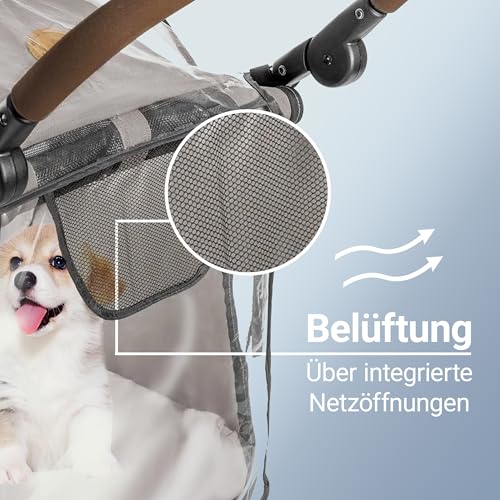 Zamboo Regenschutz für Hundebuggy TOGfit - Regenverdeck mit Fenster, Belüftungsnetz und aufklappbarem Einstieg - passt ideal auf Hundewagen Pet Roadster