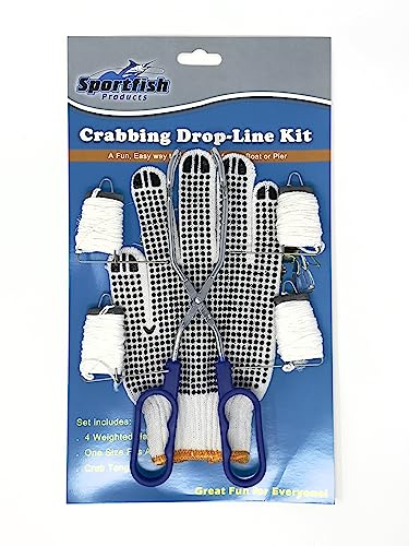 Crabbing Drop line Kit 6 Piece with Tongs and Glove Included