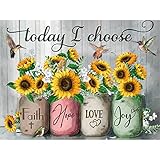 Hlison 5D Diamond Painting Kits for Adults, Diamond Art Kits for Kids Beginner, Sunflower DIY Rhinestone Diamond Painting for Gift, Home Wall Decor (12”W x 16”L)