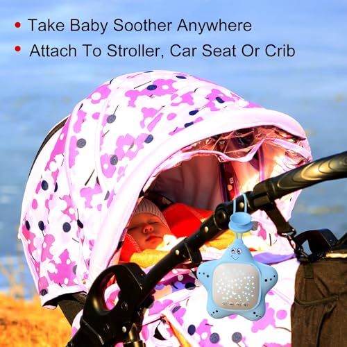 Portable Baby White Noise Sound Machine, Rechargeable Baby Soother with Projector Night Light for Deep Restful Sleep, Sleep Sound Aid Soother Calming Music for Travel,Nursery,Bedroom,Car,Crib Toys - Image 5