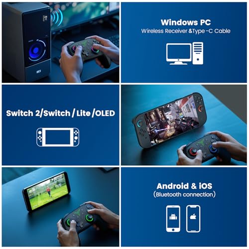 Image of ELISWEEN Wireless PC Gaming Controller- Enhanced Wireless Blue-tooth Controller with Hall Joysticks & 1000mAh Battery-PC gamepad Work for Android /iOS /Steam and Switch 2 /1 with Turbo & Programmable