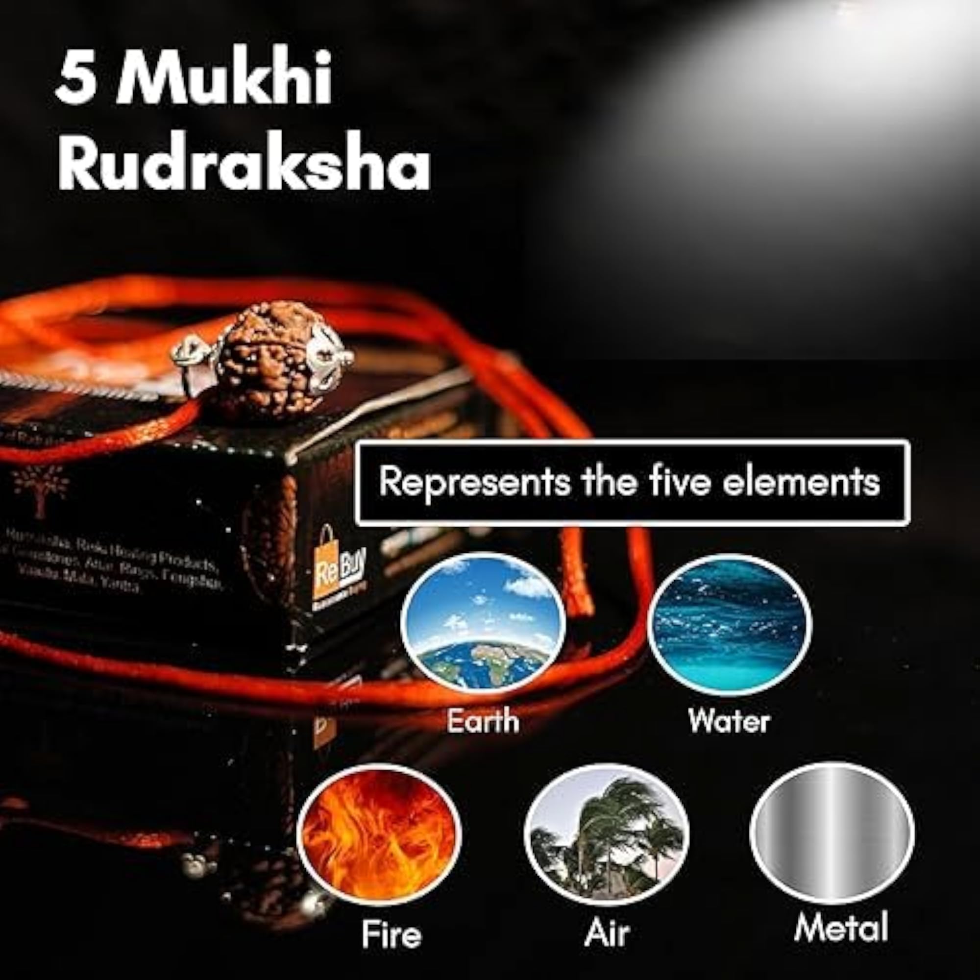 Brown Non-Precious Metal 6 Mukhi Nepali Rudraksha Silver Pendant