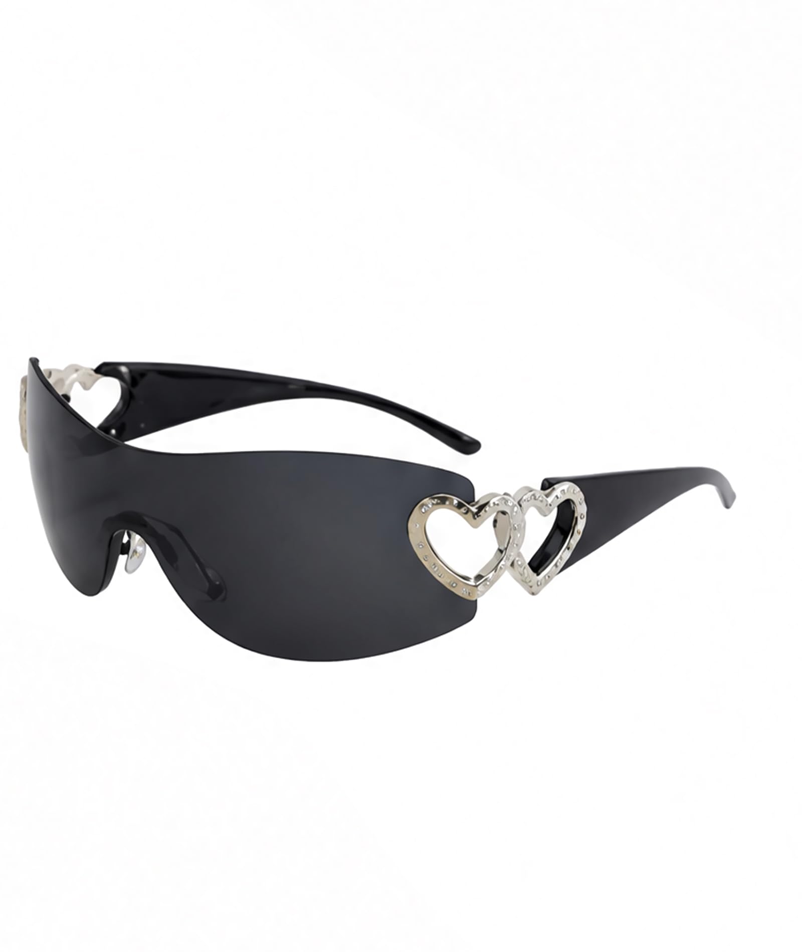 oyosonabymy Y2K Black Wrap Around Rimless Sunglasses, Retro 2000s Style Frameless Eyewear, Lightweight Trendy Shades Fashion Decor Glasses for Women Men Daily Outdoor Party Travel-picture-54