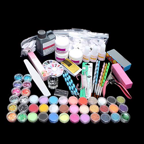 Acrylic Powder Shiny Glitter Nail Art Decoration Acrylic Nail Kit Nail Art Tools Kit Combo Set Professional DIY Gel Nail Art Kit Glue Nail Tools Supplies