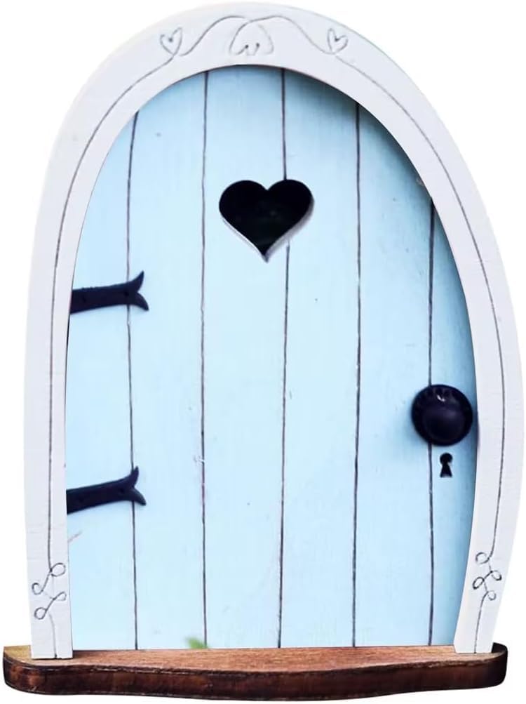 Zcccc Blue Miniature Fairy Door For Tree, 3D Garden Decor, Bonsai Terrarium Micro Landscape Decoration Accessories Garden Miniatures