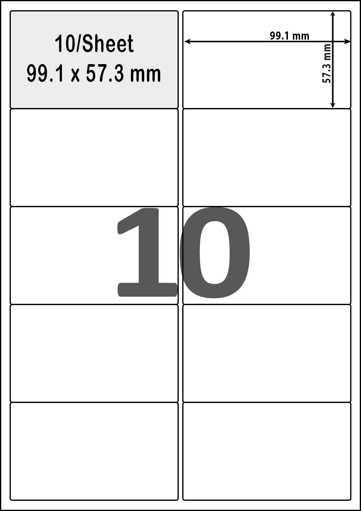 100 Sheets A4 Address Label Printer Stickers - 10 Labels Per Sheet (99.1 x 57.3 mm) - Self Adhesive White Sticky Labels for Inkjet, Laser Printers & Copiers