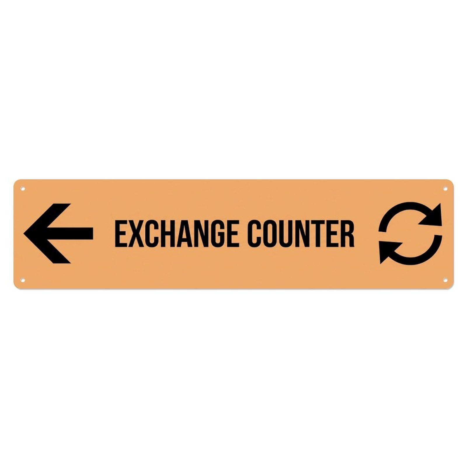 Okahys 4X16inch(10X40cm) Exchange Counter Sign Apricot Black Left Metal Tin Sign