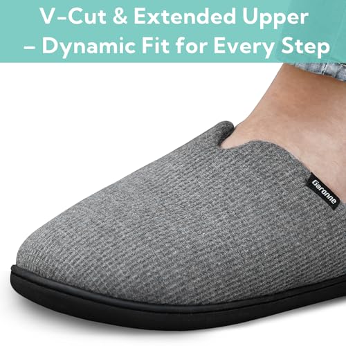 Garonne Men's Wide Slippers with Memory Foam, Slip-on House Shoes for Wide Width Feet3