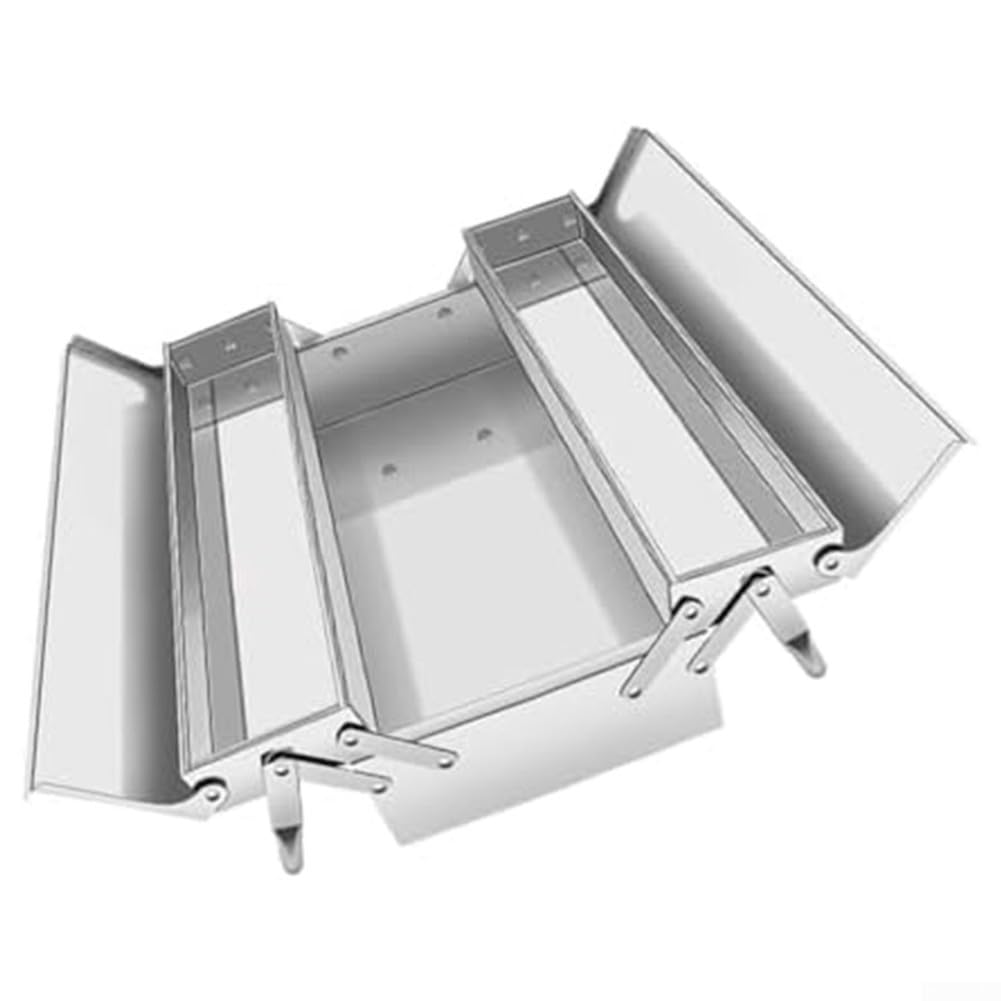 Caja de herramientas plegable de acero inoxidable, organización de tres niveles, almacenamiento portátil para proyectos de bricolaje, garaje, mantenimiento automotriz, construcción, diseño