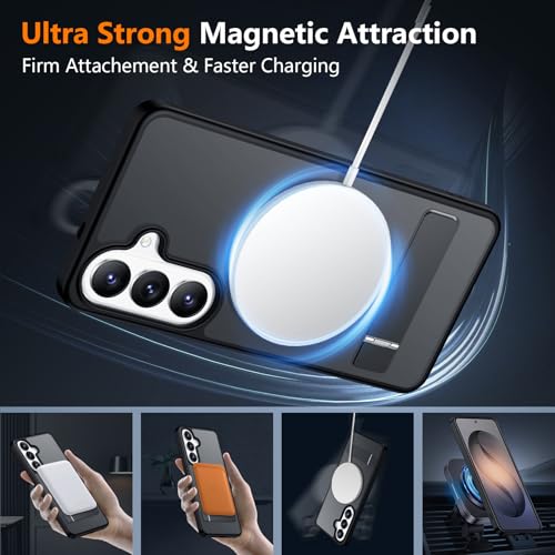 Image of SPIDERCASE Magnetic for Samsung Galaxy S26 Plus Case, with [3 Stand Ways][ Military Grade Drop Protection] with Invisible Stand Shockproof Slim Case for Samsung Galaxy S26 Plus 6.7 inch, Black