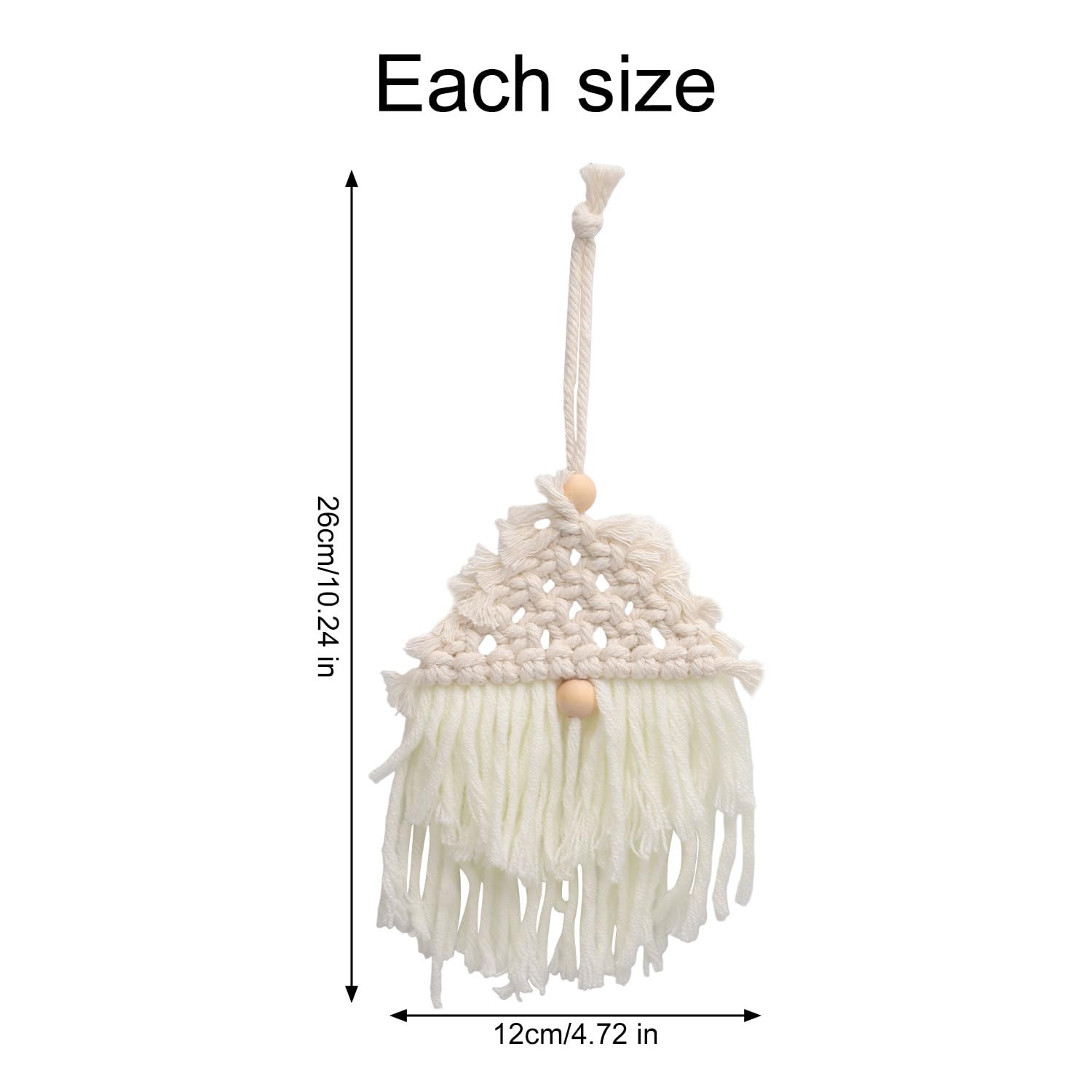 4pcs Hand Knitted Christmas Gnome Macrame Ornaments, Boho Christmas Decorations Knitting Gnome Christmas Tree Hanging Ornaments Farmhouse Xmas Decor Crafts for Indoor Outdoor Adults Xmas Tree