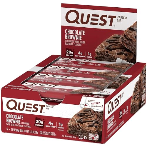 Quest Nutrition Chocolate Brownie Flavour Protein Bar, High Protein, High Fibre, Low Sugar, Keto Friendly, 20g Protein, 1g Sugar, 12ct - Image 3