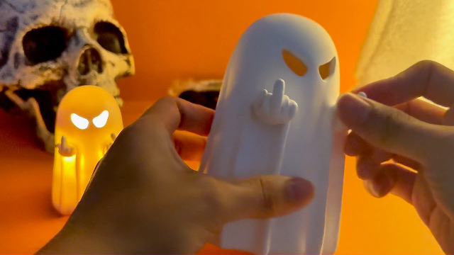 Image of Halloween Middle Light Up Ghost Figurine,5.1 inch Large Cute Spooky Ghost Statue,Halloween Decorations Indoor,Resin Statue for Party, Home, Indoor & Porch Decor