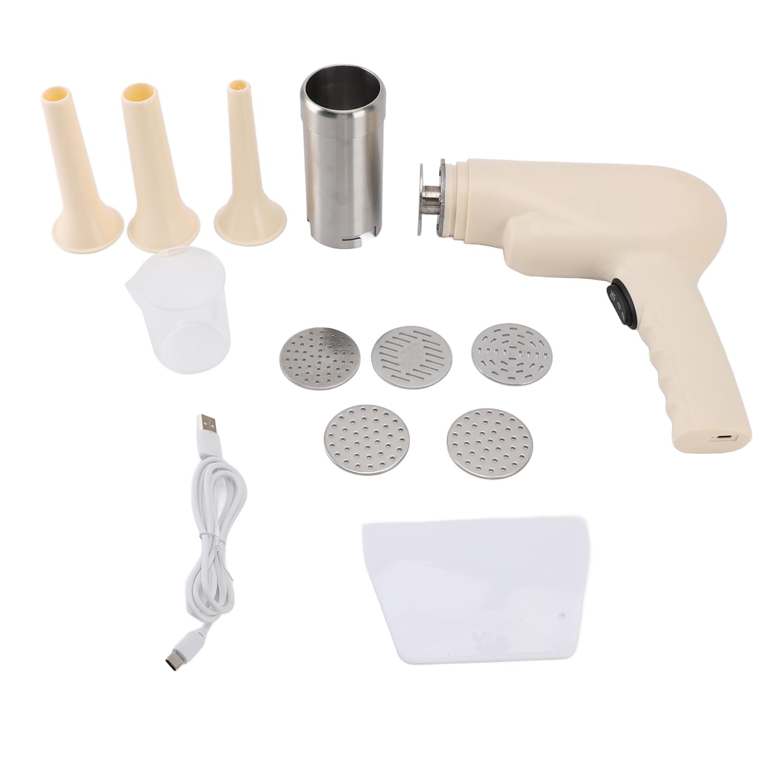 Yosoo Health Gear Máquina para Hacer Pasta Eléctrica de Mano, Máquina Automática para Hacer Fideos de Mano de Acero Inoxidable con Batería de Litio de 1300 MAh, Espesor Ajustable, Portátil para