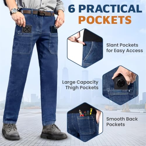 Mecutie Jeans, Men's Comfortable Multi-Pocket High-Durability Work Jeans, Motorcycle Jeans, Fashionable Stretch Pants2