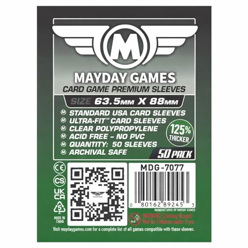 Mayday Games 7077 Clear Premium Card Sleeves 63.5x88 mm...