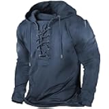ZOCANIA Retro Tactical Long Sleeve Hoodies Outdoor Sports Drawstring Pullover Distressed Lace Up Hooded Shirts
