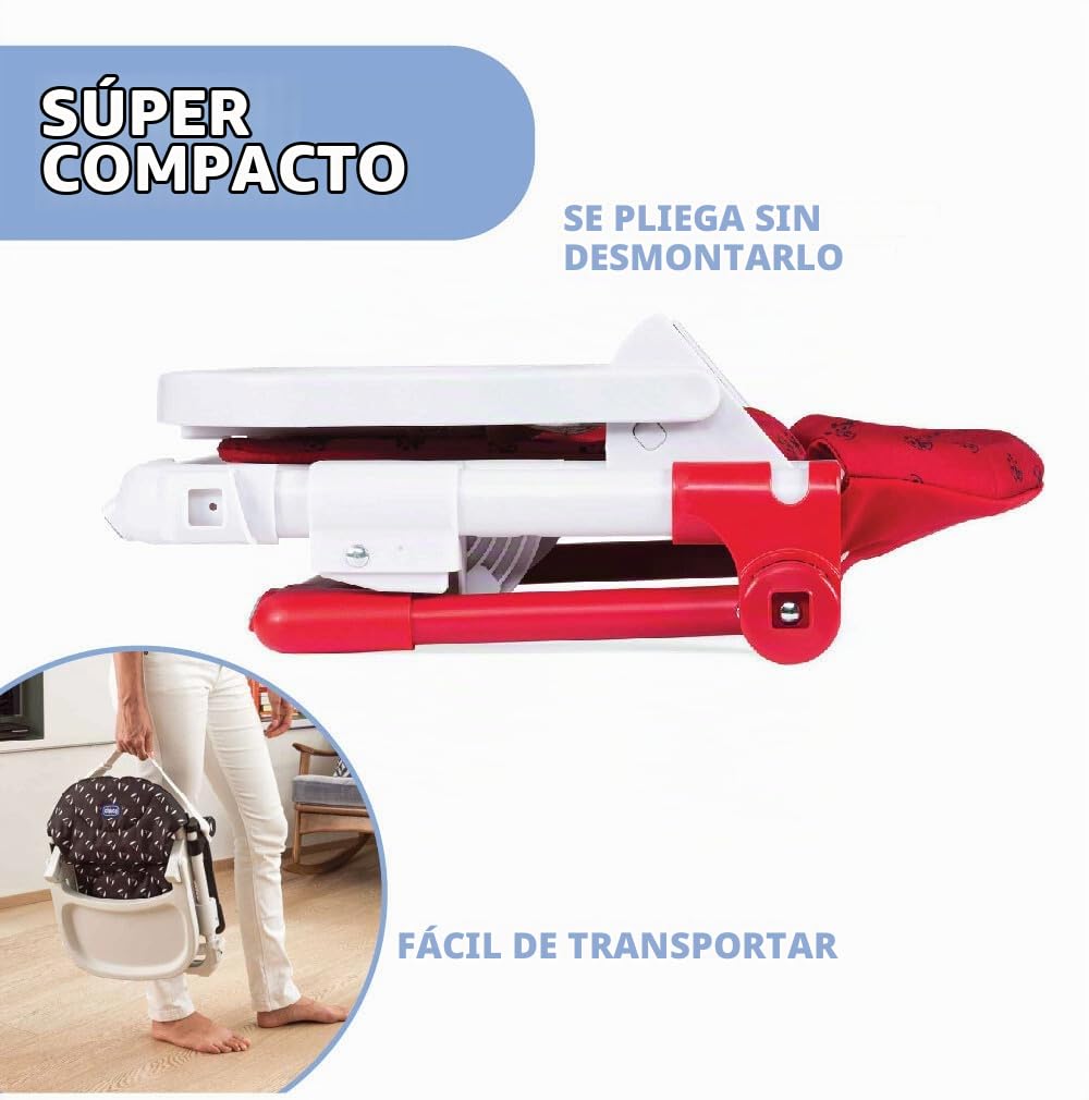 Chicco Chairy, Asiento Elevador de 6 Meses a 3 Años (15 kg), Trona Convertible en Silla Infantil, Portátil, Ajustable y Evolutiva, Cierre Compacto y Bandeja Extraíble – Conejito Gris (Bunny)