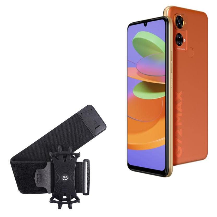 BoxWave Holster Compatible with BLU G72 Max - ActiveStretch Sport Armband, Adjustable Armband for Workout and Running - Jet Black