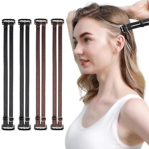 KOQAIIZ 4 Piezas Banda Facial Efecto Lifting, Reductor de Papada de Doble Tira, Mentonera para Papada y Contorno V-Line, Cinta Facial Reutilizable para Hombre y Mujer, Negro