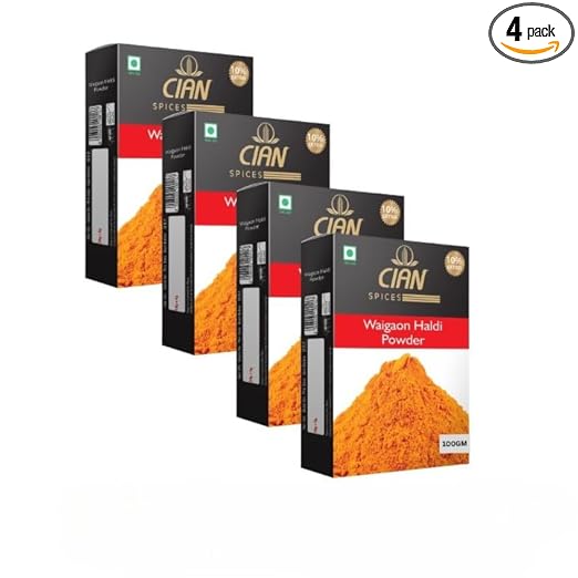 Haldi Masala Turmeric Powder With Natural Oils Blended Spice Mix For Healthy Delicious & Flavorful Cooking No Preservatives and Colours 400gm (Pack of 4)