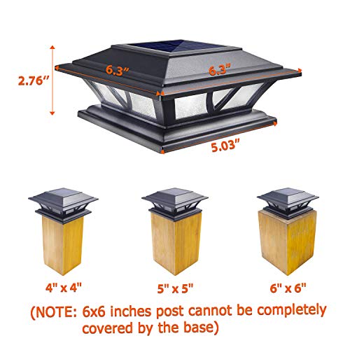 Siedinlar Solar Post Lights Outdoor 2 Modes LED Deck Fence Cap Light for 4x4 5x5 6x6 Posts Patio Garden Decoration Warm White/Cool White Lighting Black (2 Pack)
