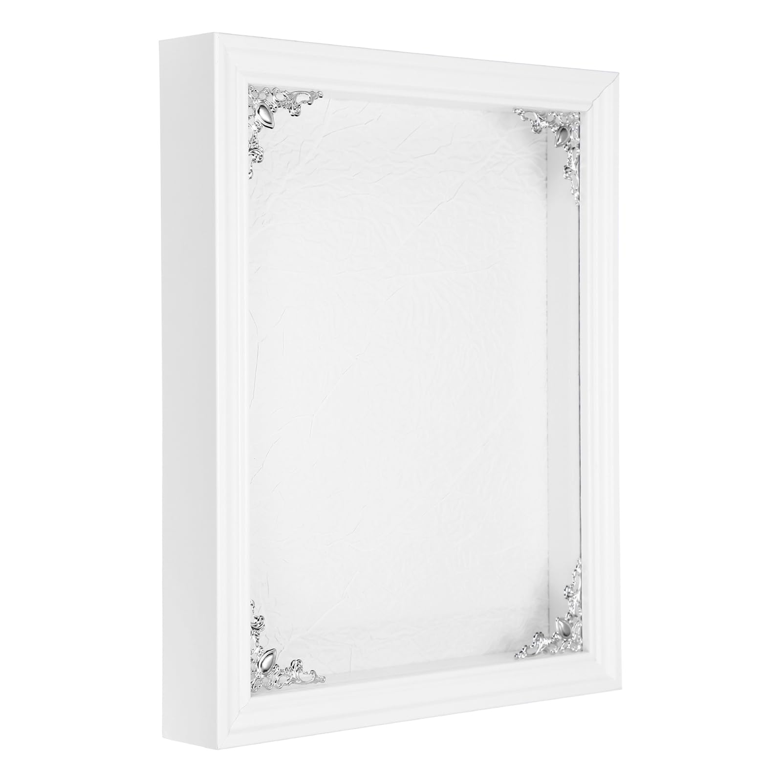 sourcing map Shadow Box Frame, 27 x 22 cm Wooden Display Case with Clear Glass Cover Shadow Box Picture Frame Display Case for Photo Memorabilia Ticket Dried Flower Art Craft White