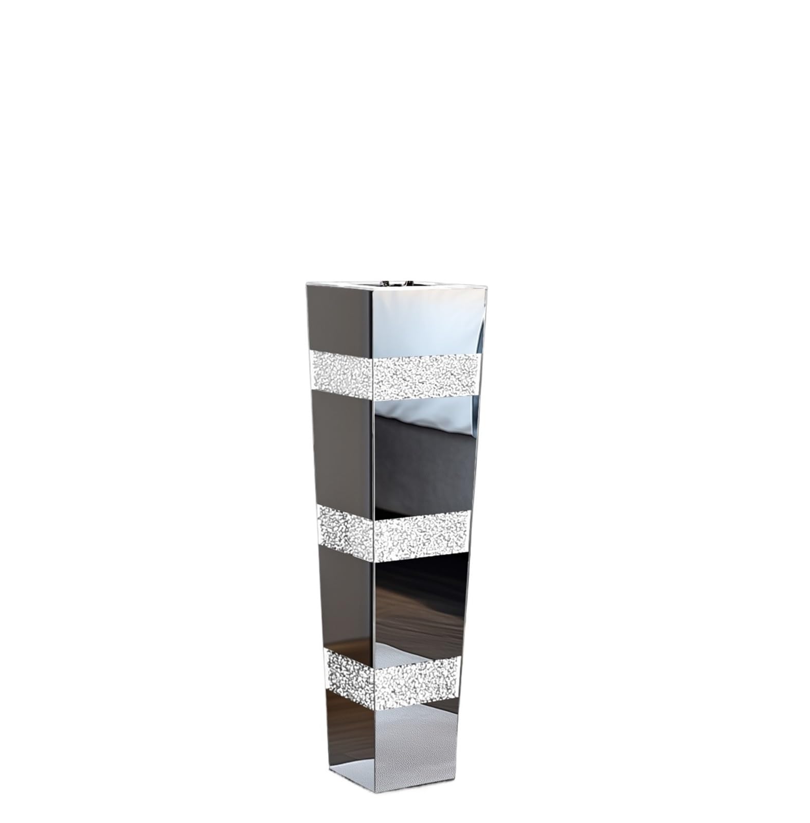 Geometric Vases Tall Floor Mirror Vase, Large Crushed Diamond Glass For Home Decor Modern Crystal Centerpiece For Living Room Wedding Hotel(14x13.5x71.5cm)