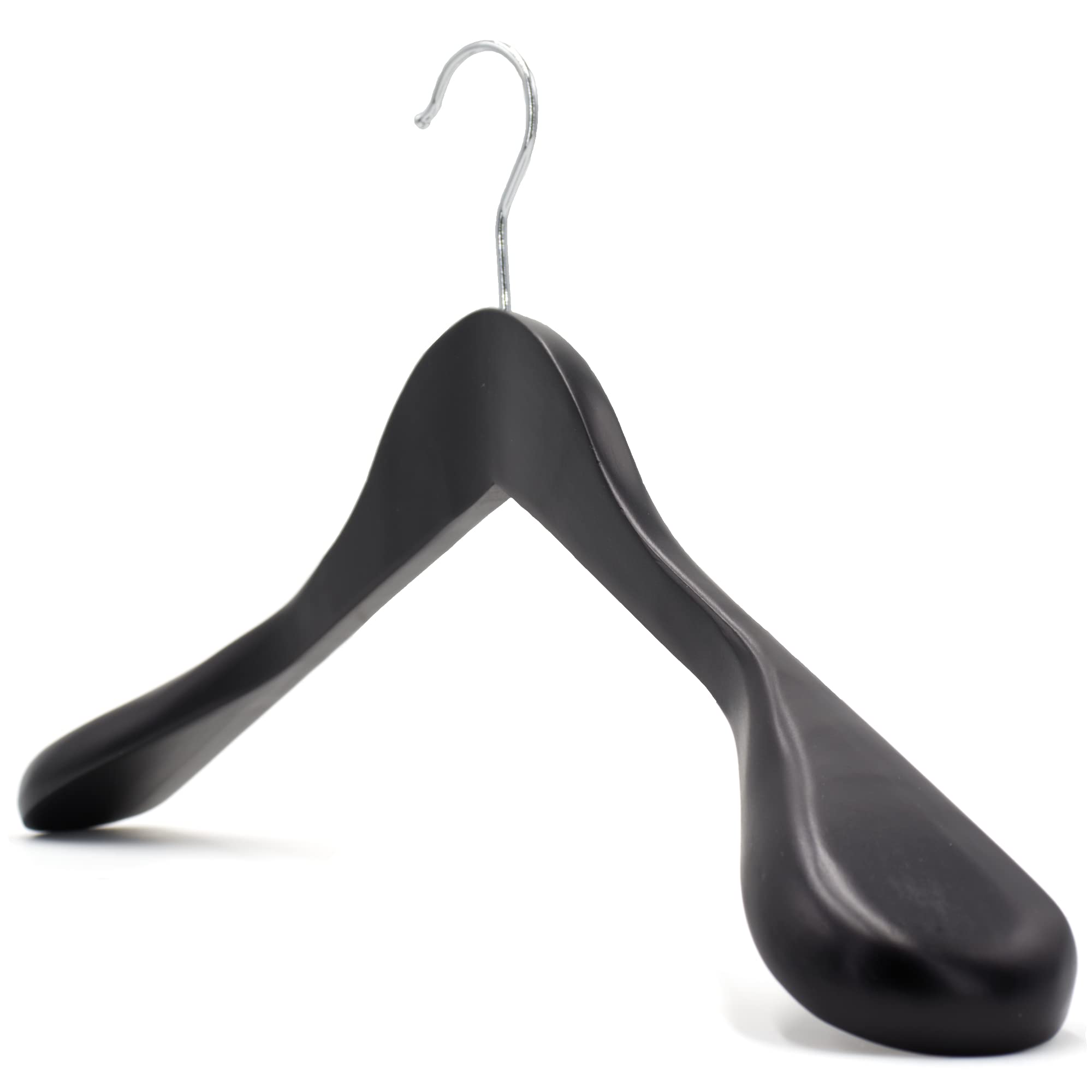 The Hanger Store 2 Black wooden coat hangers with broad ends for coats and jackets — image 1