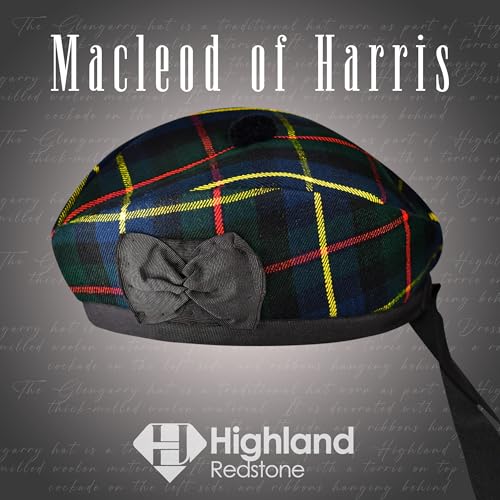 Image of Glengarry Cap-Traditional Scottish Hat, Acrylic Wool Tartan Glengarry hat, Kilts /Bagpipes Accessories