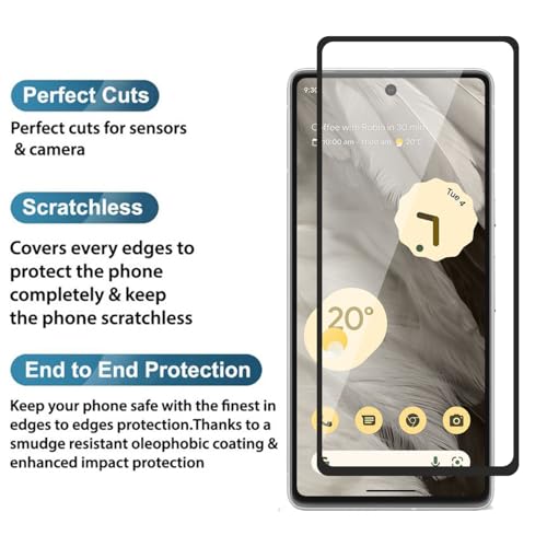 Image of POPIO Tempered Glass Screen Protector Compatible For Google Pixel 7 (Black) With Edge-To-Edge Protector Coverage And Easy Installation Kit For Smartphone