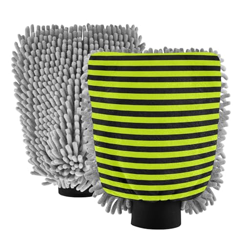 Yellow and Black Line - Manopla de microfibra para lavado de coche, sin arañazos, 2 unidades