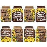 ELANE 8 Pcs Sunflower Vases Wall Sticker,Wood Color Wall Decals Peel and Stick,Wall Stickers for Living Room Kitchen Bedroom Study