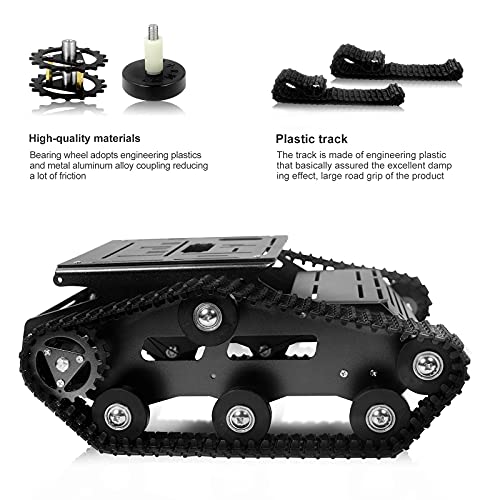 smart robot car chassis kit aluminum alloy big tank chassis with 2wd motors for arduinoraspberry pi diy rc shock absorbing tracked robot car toys - learning kit black