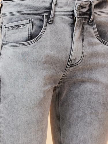 Image of Being Human Grey Slim Fit Men's Denims Clothing