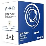 VIVO 250ft Bulk Cat6 Wire, Full Copper Ethernet Cable, 23 AWG, UTP Pull Box, LAN Network, White, CABLE-V016W