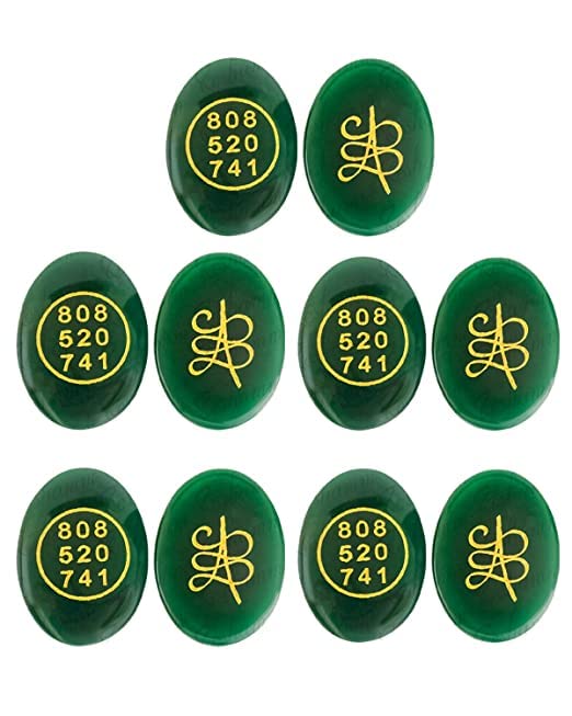 Image of Pre-Energized Natural Green Jade Zibu Coin to Attract Money Cash flow and Wealth Certified. Angle Number & Zibu Symbol of Abundance Cabochon Oval Shape Feng Shui Money Coin Both Side 5 Pcs